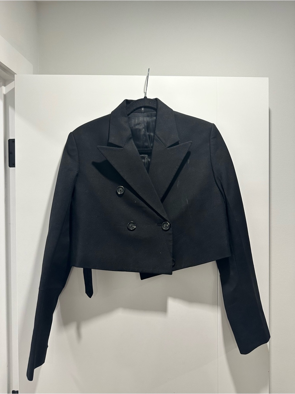 Helmut Lang Black Cropped Double-Breasted Blazer